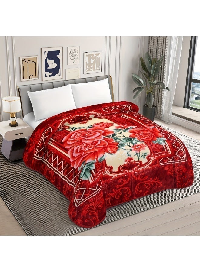 Bleco Red Extra Large and Thick Blanket,Comfortable and Warm Winter Blanket, Size 220X240CM, Suitable for Dormitories, Offices, Sofas, Living Rooms and Bedrooms. - Image 2